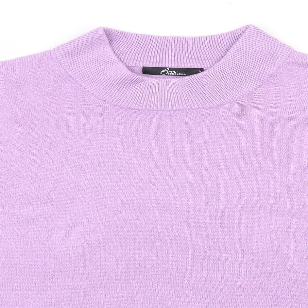bm Collection Womens Purple Round Neck  Acrylic Pullover Jumper Size L