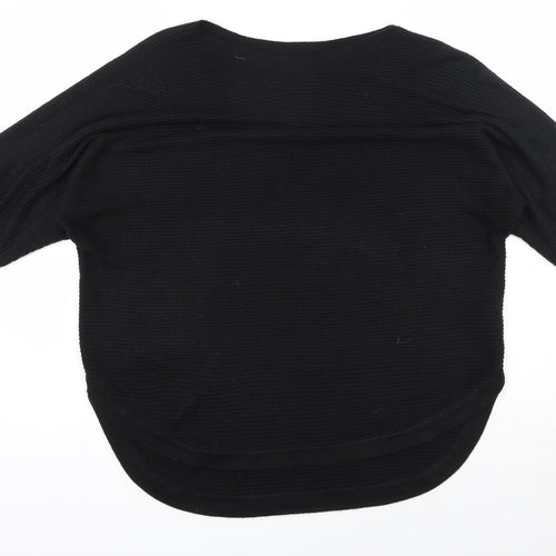 Debenhams Womens Black Round Neck  Acrylic Henley Jumper Size 16