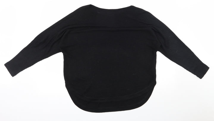 Debenhams Womens Black Round Neck Acrylic Henley Jumper Size 16