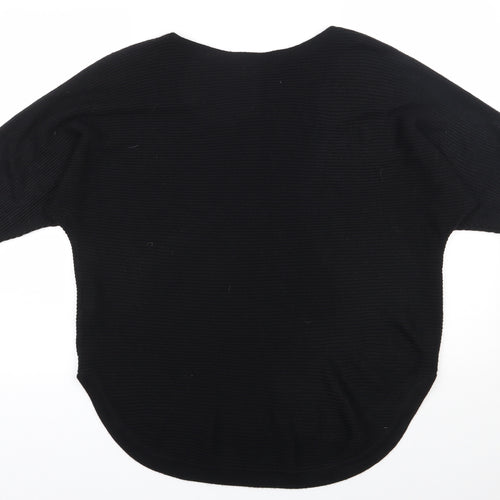 Debenhams Womens Black Round Neck  Acrylic Henley Jumper Size 16
