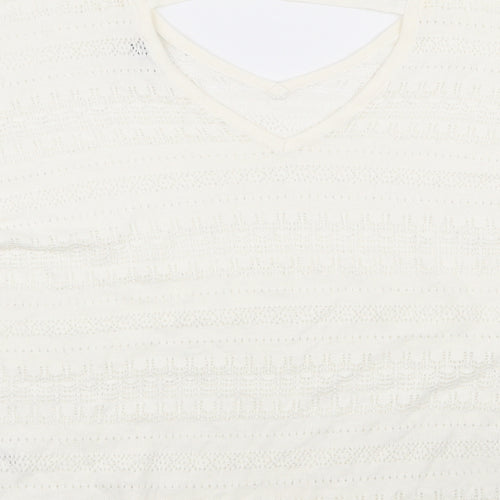 Spirit Womens Ivory V-Neck  Cotton Pullover Jumper Size 16