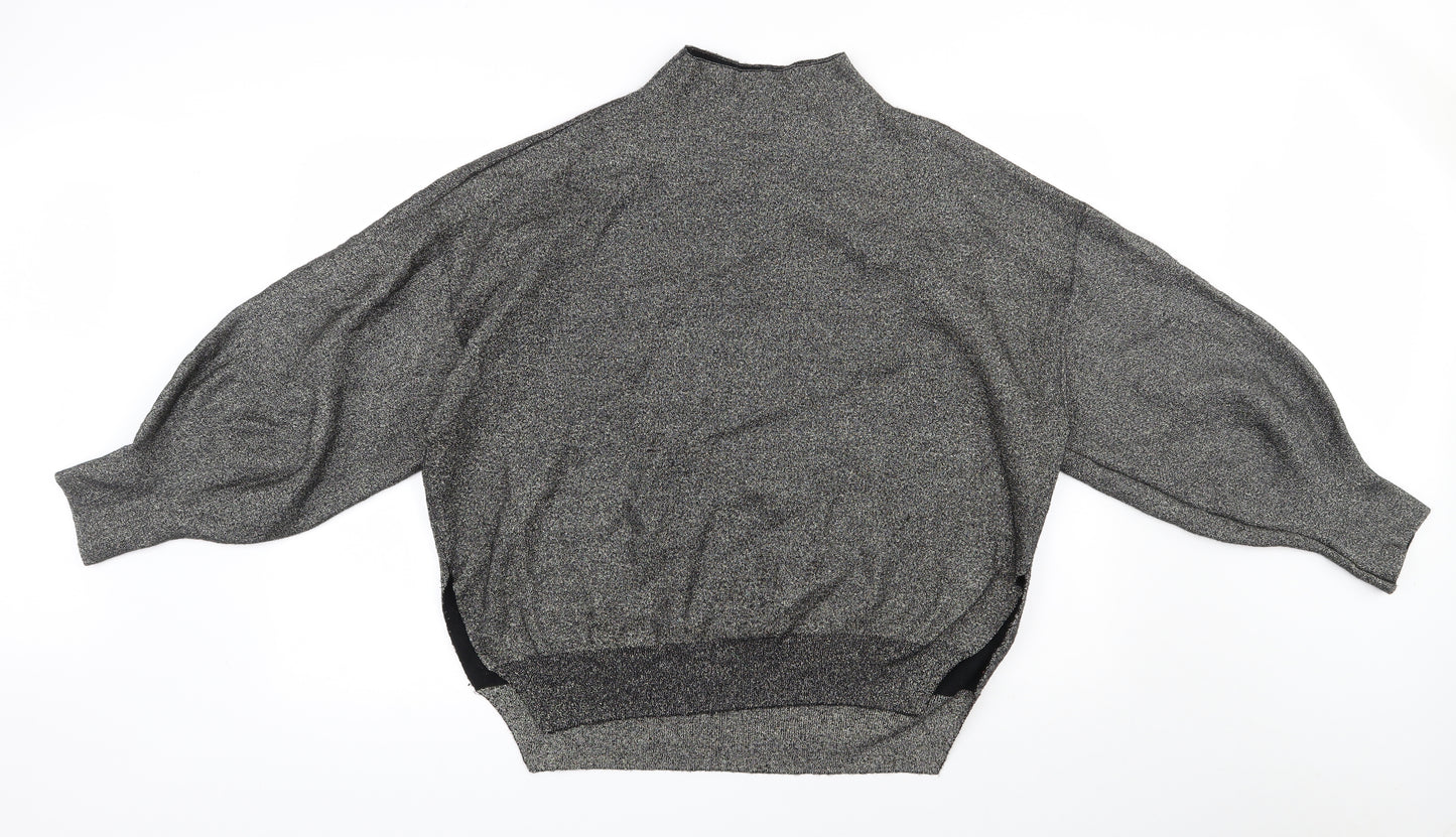 H&M Womens Black High Neck  Viscose Pullover Jumper Size M