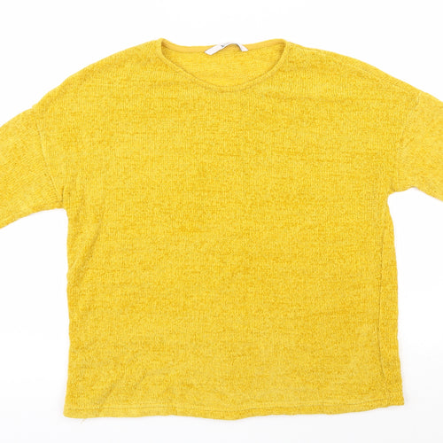 TU Womens Yellow Round Neck  Acrylic Pullover Jumper Size 8