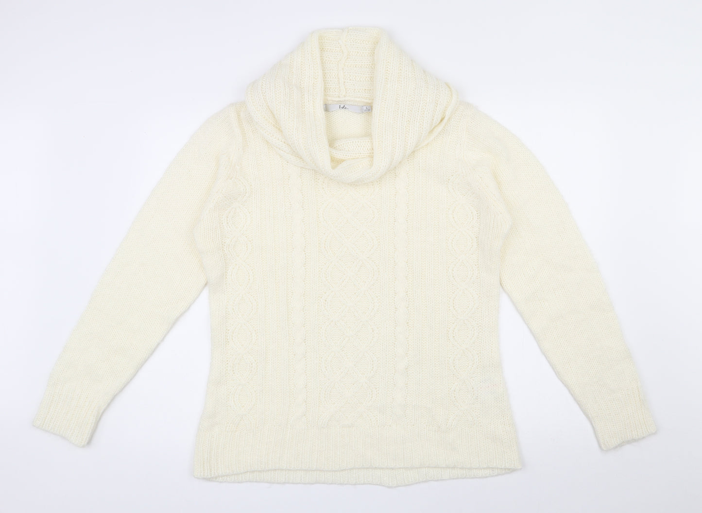 Isle Womens Ivory Roll Neck  Acrylic Pullover Jumper Size 18