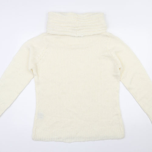Isle Womens Ivory Roll Neck  Acrylic Pullover Jumper Size 18