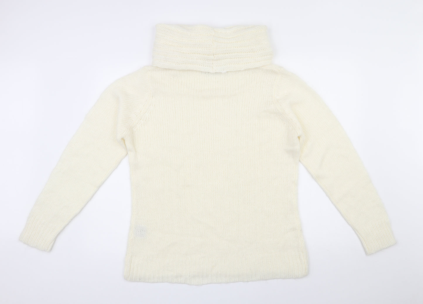 Isle Womens Ivory Roll Neck  Acrylic Pullover Jumper Size 18