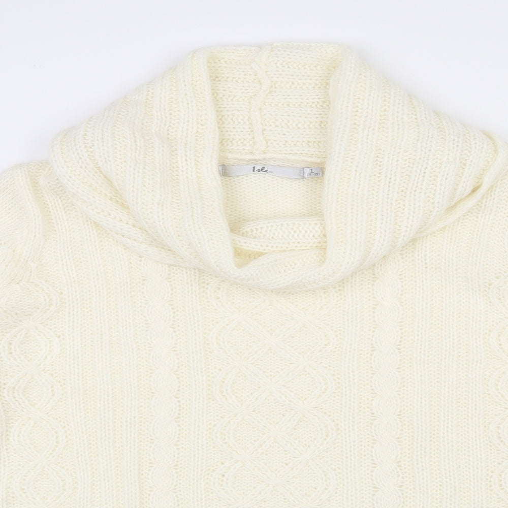 Isle Womens Ivory Roll Neck  Acrylic Pullover Jumper Size 18