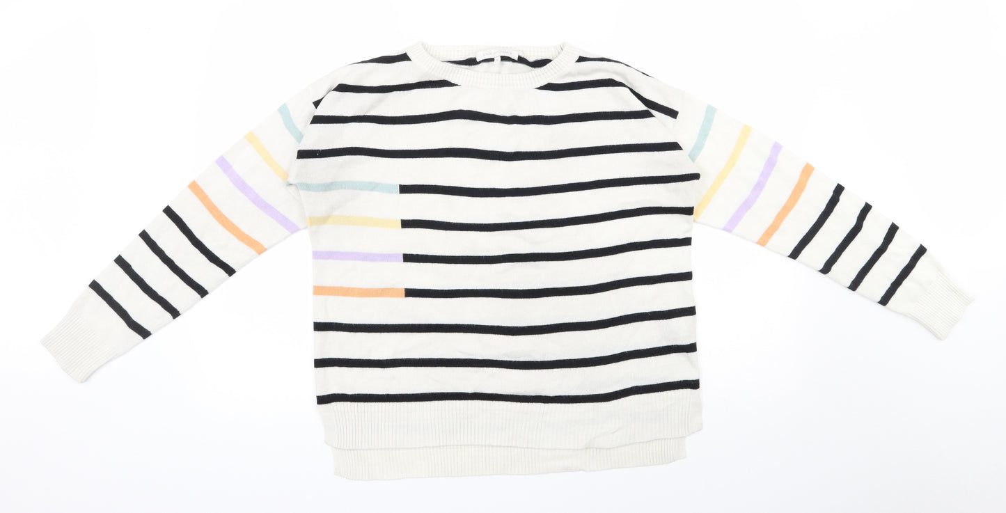 NEXT Womens Multicoloured Round Neck Striped Acrylic Pullover Jumper Size M
