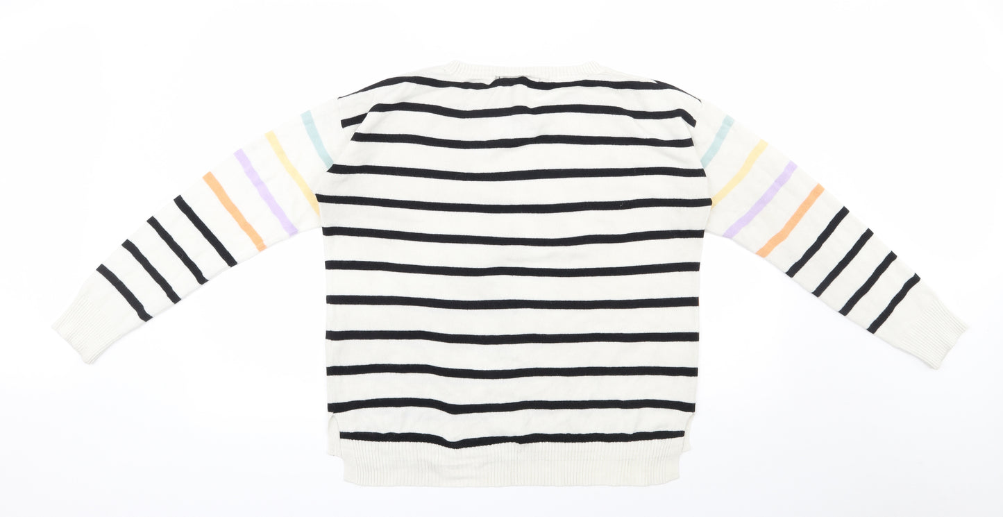 NEXT Womens Multicoloured Round Neck Striped Acrylic Pullover Jumper Size M