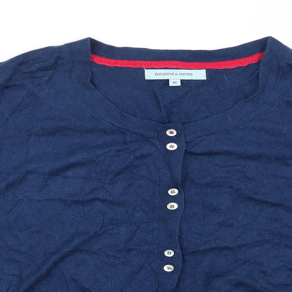 Dickins & Jones Womens Blue Scoop Neck  Viscose Cardigan Jumper Size M