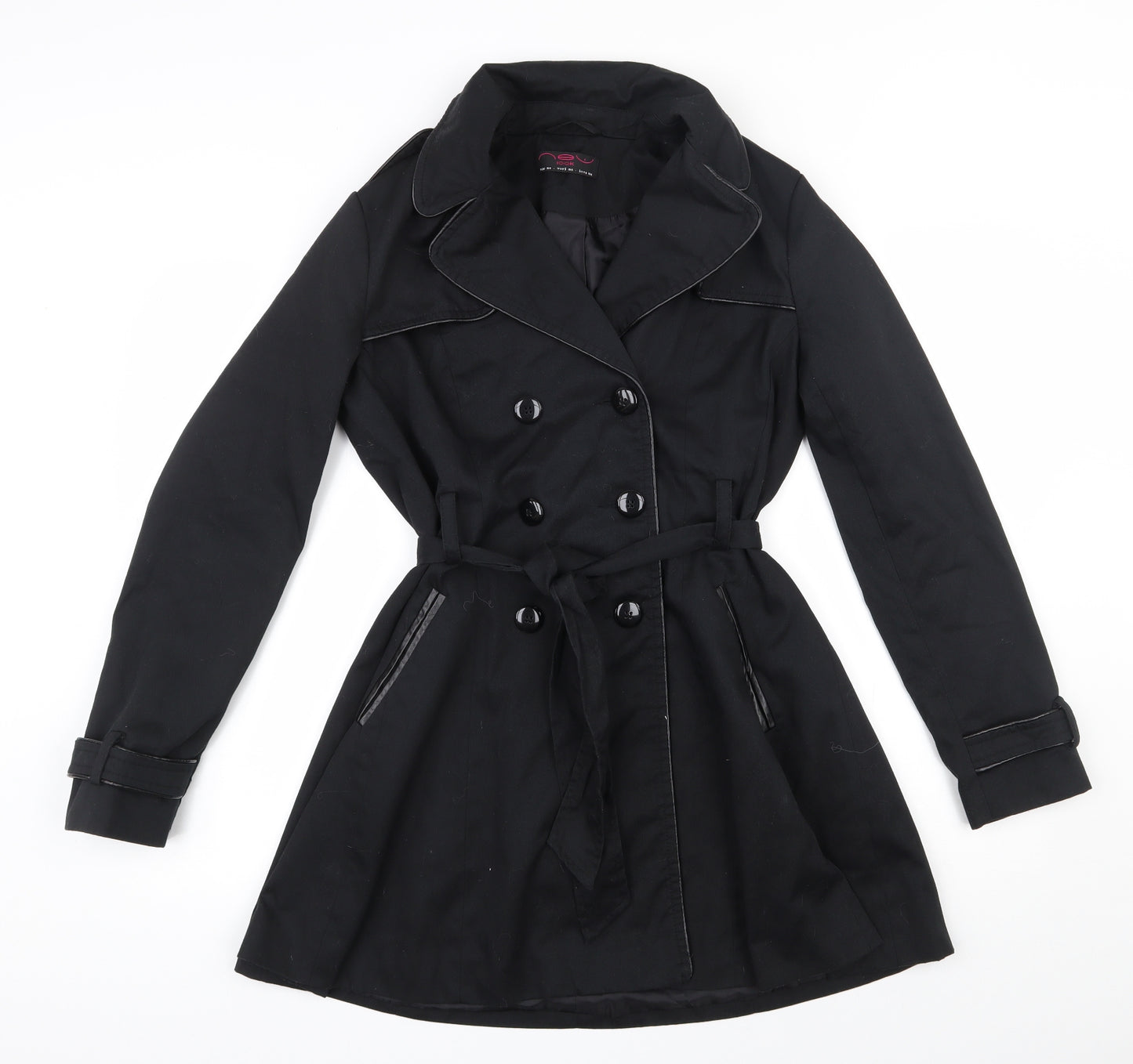 New Look Womens Black   Trench Coat Coat Size 10  Button