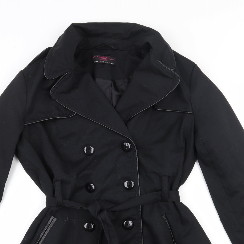 New Look Womens Black   Trench Coat Coat Size 10  Button