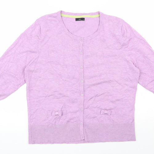 M&Co Womens Purple Scoop Neck  Viscose Cardigan Jumper Size 18