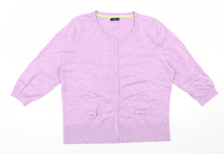 M&Co Womens Purple Scoop Neck  Viscose Cardigan Jumper Size 18