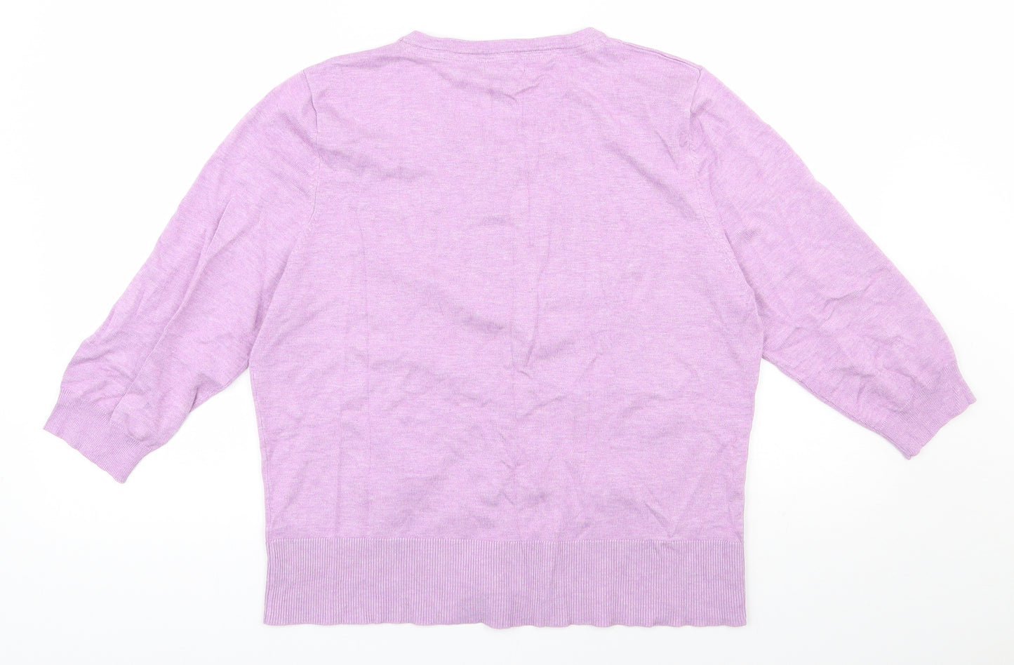 M&Co Womens Purple Scoop Neck  Viscose Cardigan Jumper Size 18