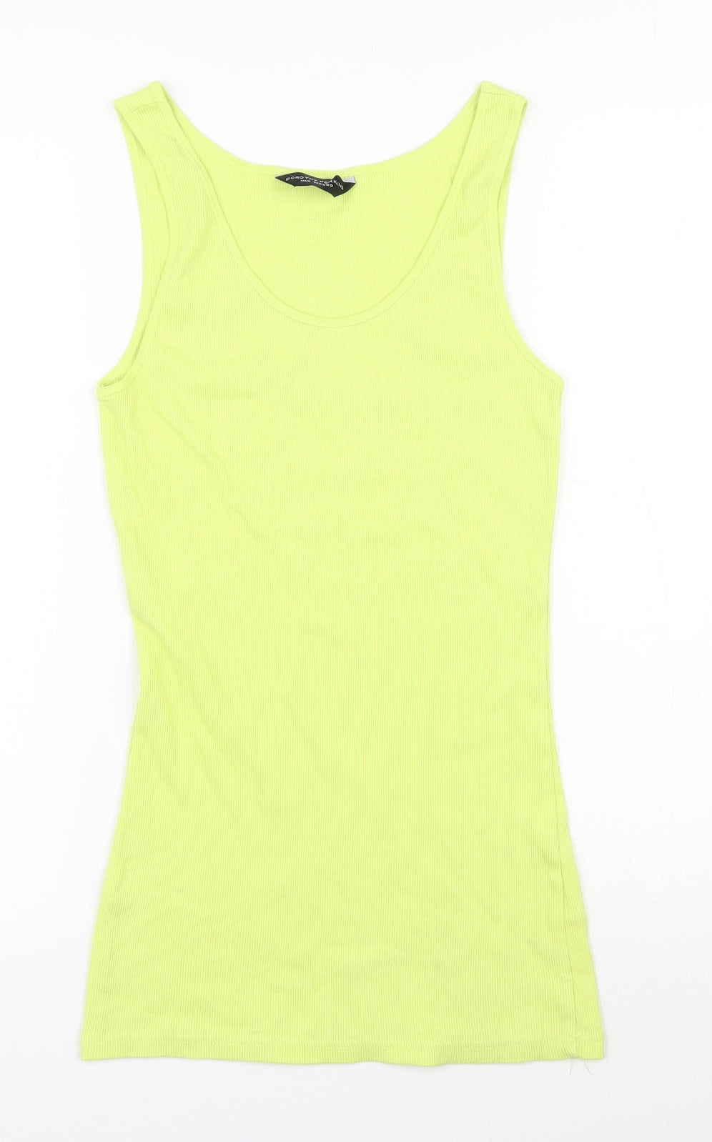 Dorothy Perkins Womens Yellow  Cotton Basic Tank Size 14 Scoop Neck