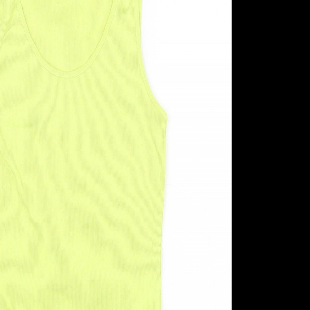 Dorothy Perkins Womens Yellow  Cotton Basic Tank Size 14 Scoop Neck