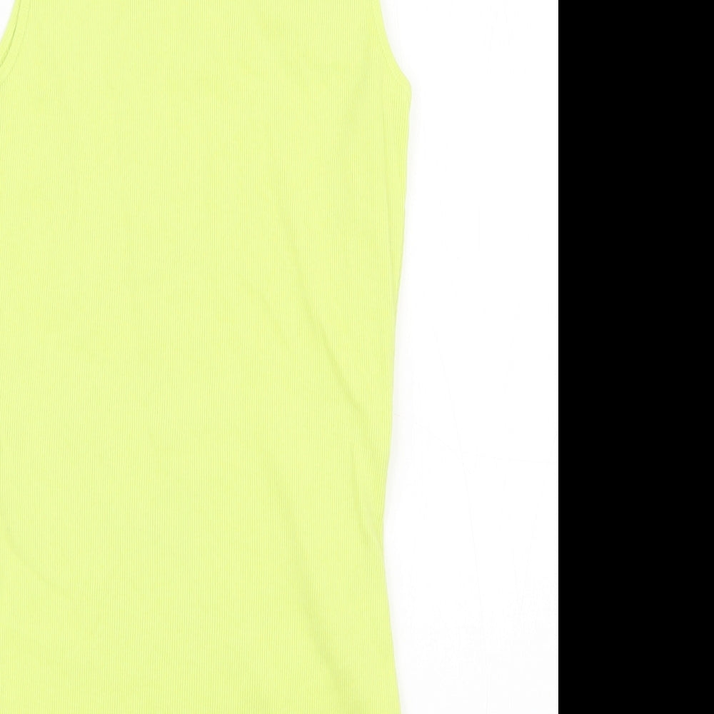 Dorothy Perkins Womens Yellow  Cotton Basic Tank Size 14 Scoop Neck