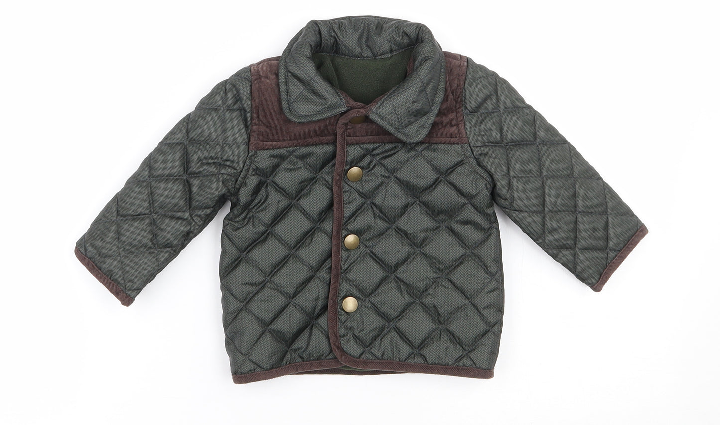 George Boys Green   Quilted Coat Size 6-9 Months   Snap