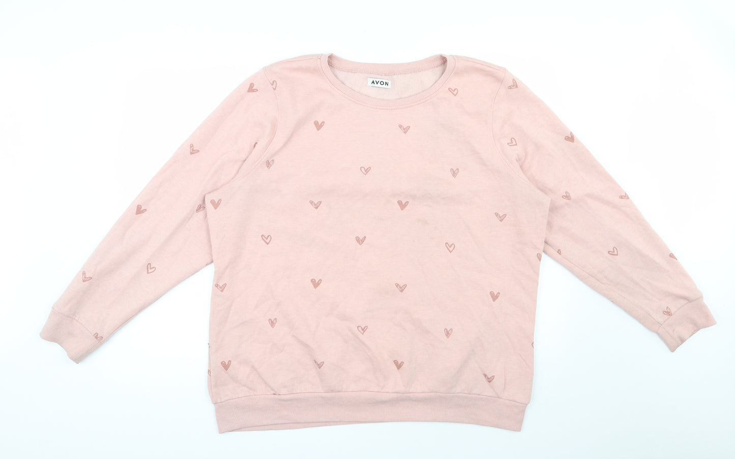 Avon Womens Pink  Polyester Pullover Sweatshirt Size 20  Pullover - Heart print