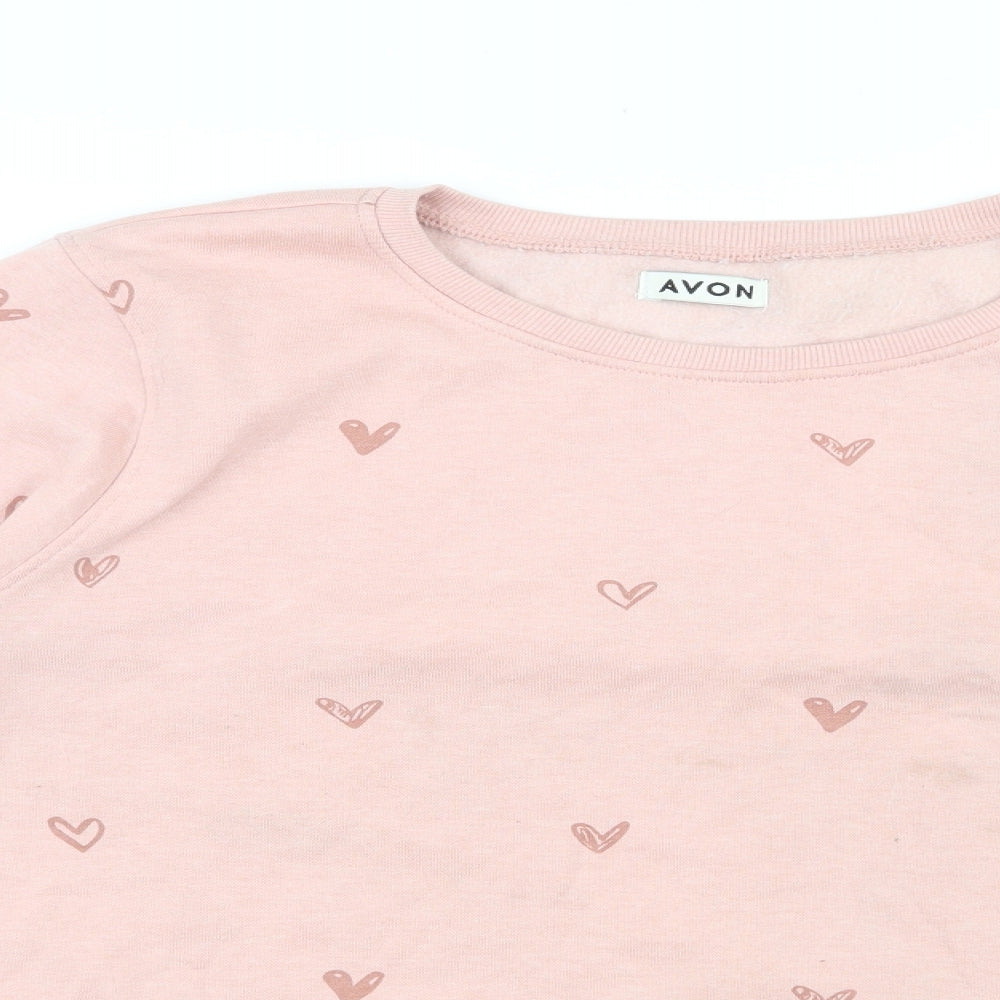 Avon Womens Pink  Polyester Pullover Sweatshirt Size 20  Pullover - Heart print