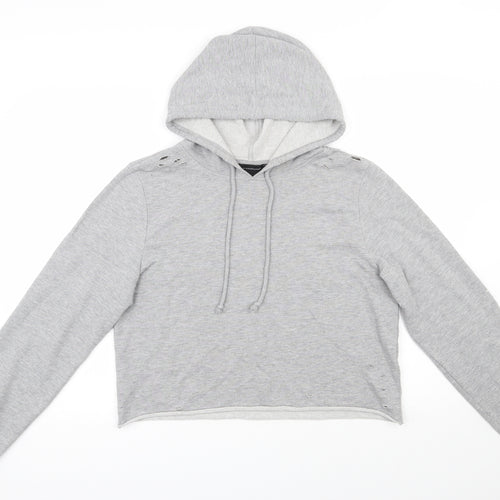 Atmosphere Womens Grey  Polyester Pullover Sweatshirt Size 14  Pullover - cropped, distressed
