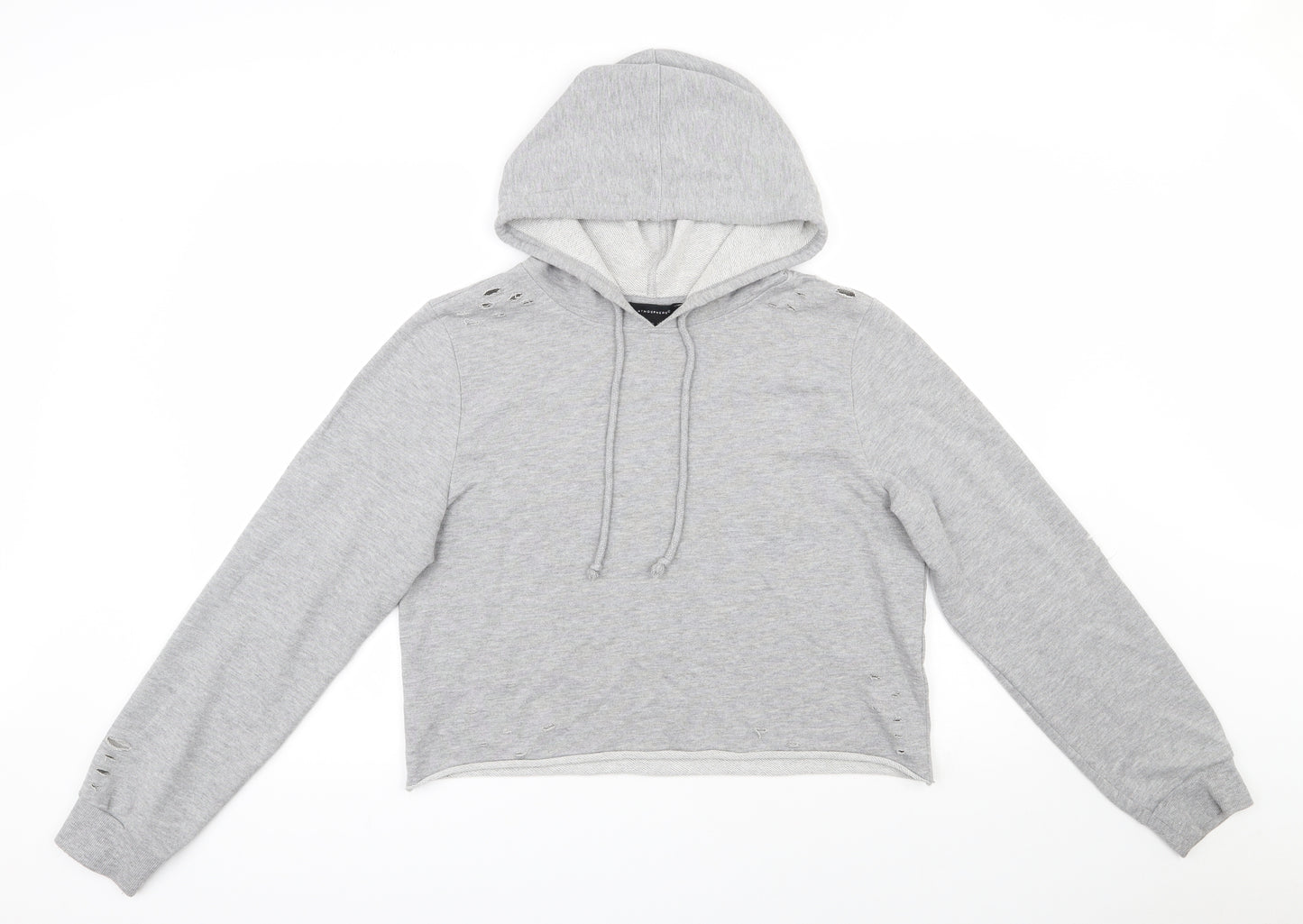 Atmosphere Womens Grey  Polyester Pullover Sweatshirt Size 14  Pullover - cropped, distressed