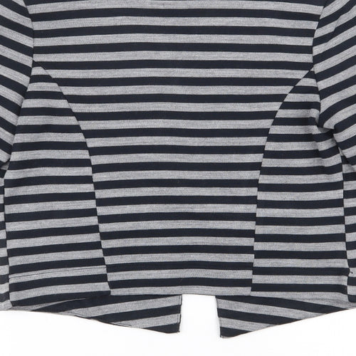 Warehouse Womens Grey V-Neck Striped Acrylic Cardigan Jumper Size 10
