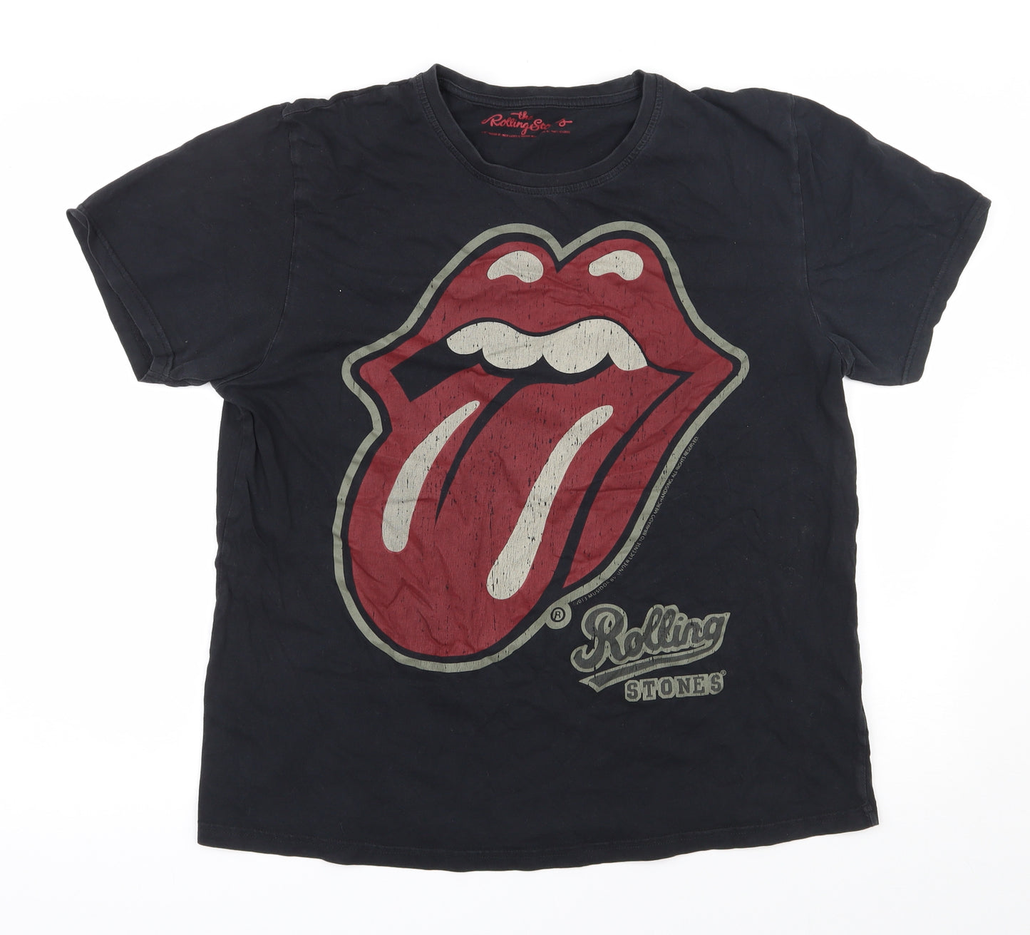 The Rolling Stones Mens Black  Cotton  T-Shirt Size XL Round Neck