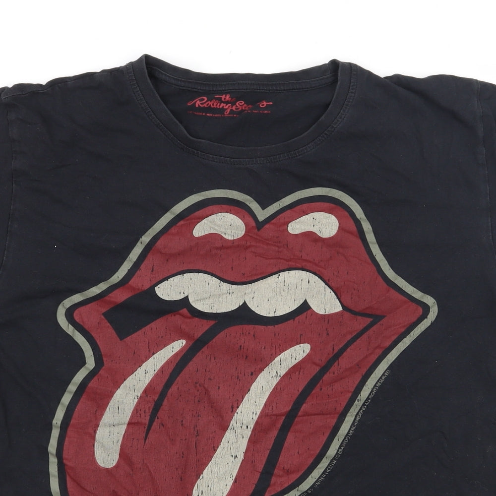 The Rolling Stones Mens Black  Cotton  T-Shirt Size XL Round Neck