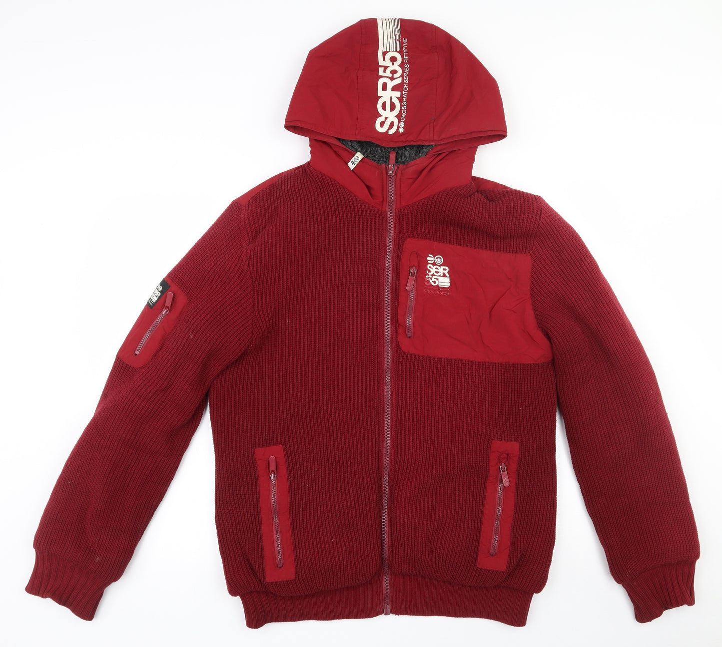 Crosshatch Mens Red   Jacket Coatigan Size L  Zip