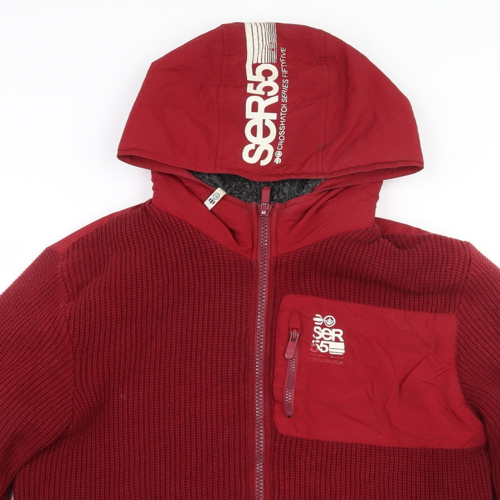 Crosshatch Mens Red   Jacket Coatigan Size L  Zip