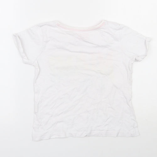 Primark Girls White  100% Cotton Basic T-Shirt Size 8-9 Years Round Neck Pullover - Miami