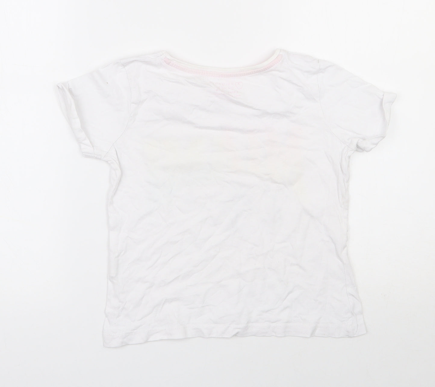 Primark Girls White  100% Cotton Basic T-Shirt Size 8-9 Years Round Neck Pullover - Miami