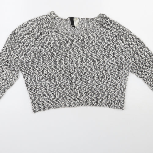 H&M Womens White Round Neck  Polyester Pullover Jumper Size M   - Cropped