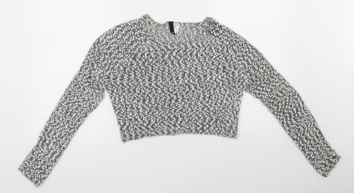 H&M Womens White Round Neck  Polyester Pullover Jumper Size M   - Cropped