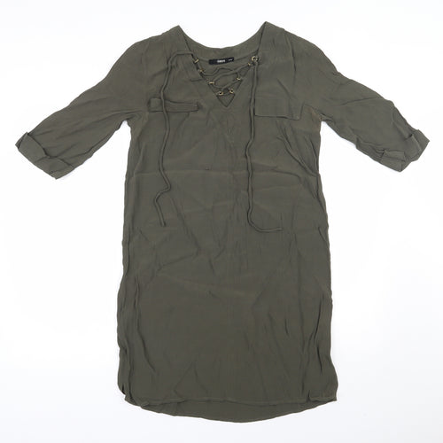 Oasis Womens Green  Viscose Shift  Size 10  V-Neck Pullover