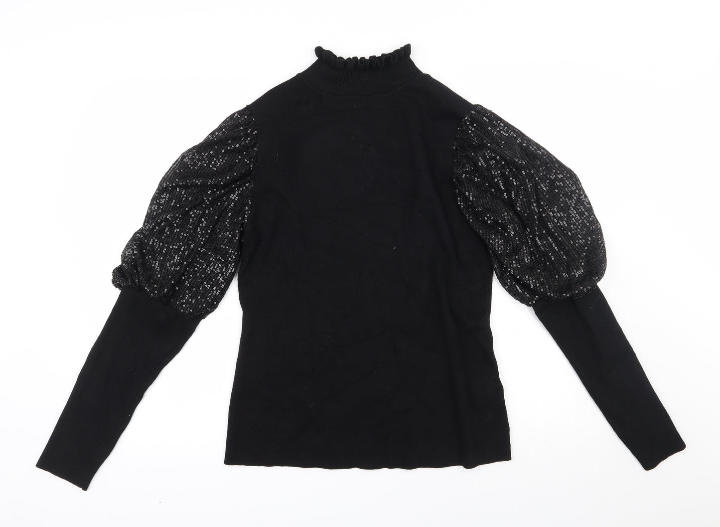 Cameo Rose  Womens Black High Neck  Viscose Pullover Jumper Size L