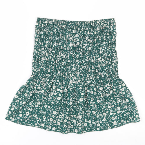 SheIn Womens Green Floral Polyester Basic Blouse Size S Off the Shoulder