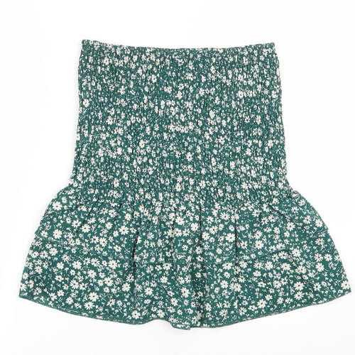 SheIn Womens Green Floral Polyester Basic Blouse Size S Off the Shoulder