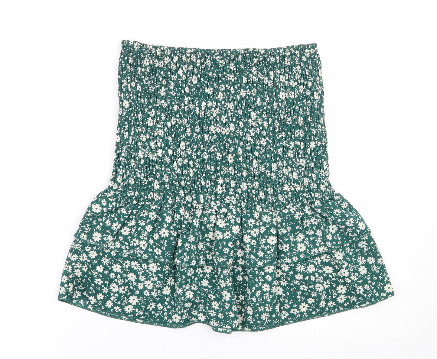 SheIn Womens Green Floral Polyester Basic Blouse Size S Off the Shoulder