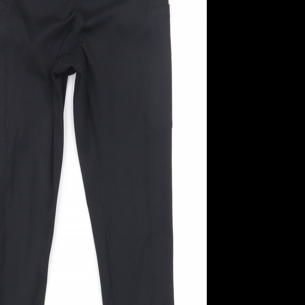 Preworn Womens Black  Polyester Compression Leggings Size 10 L28 in Slim Pullover - `