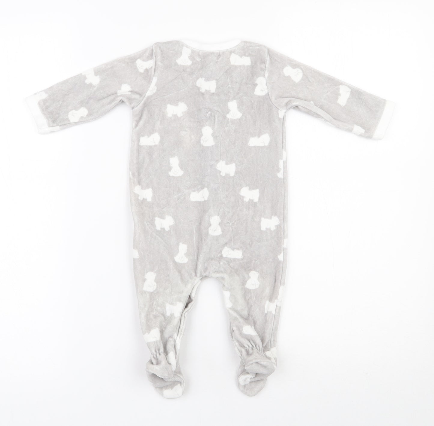 Mayoral Baby Grey  Cotton Babygrow One-Piece Size 0-3 Months  Snap - Bear pattern