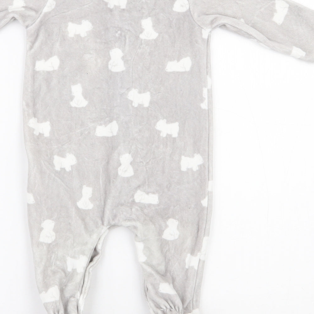 Mayoral Baby Grey  Cotton Babygrow One-Piece Size 0-3 Months  Snap - Bear pattern