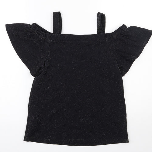F&F Womens Black  Polyamide Basic Blouse Size 8 Off the Shoulder