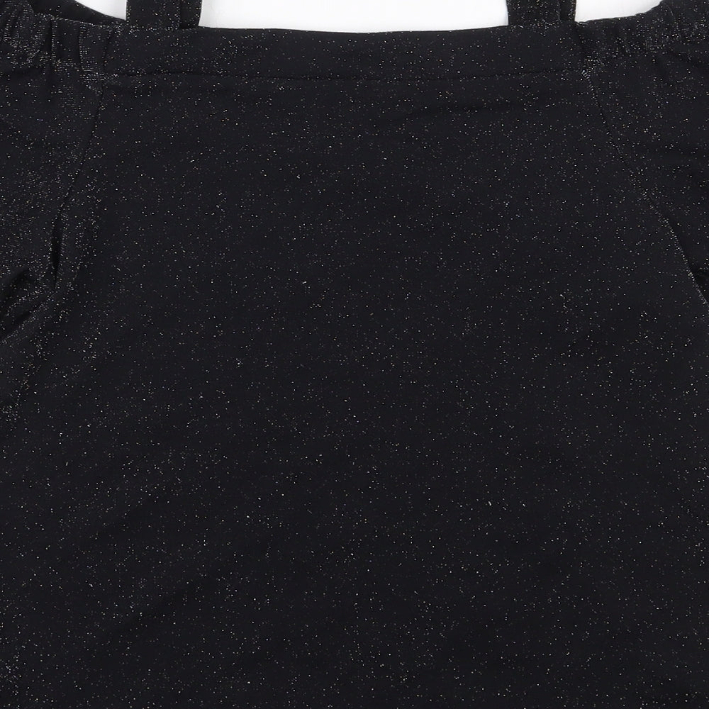 F&F Womens Black  Polyamide Basic Blouse Size 8 Off the Shoulder