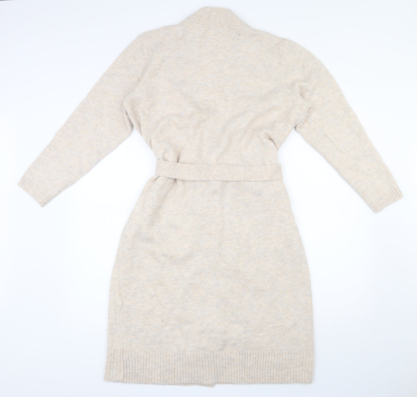 Marks and Spencer Womens Beige V-Neck  Acrylic Wrap Jumper Size S