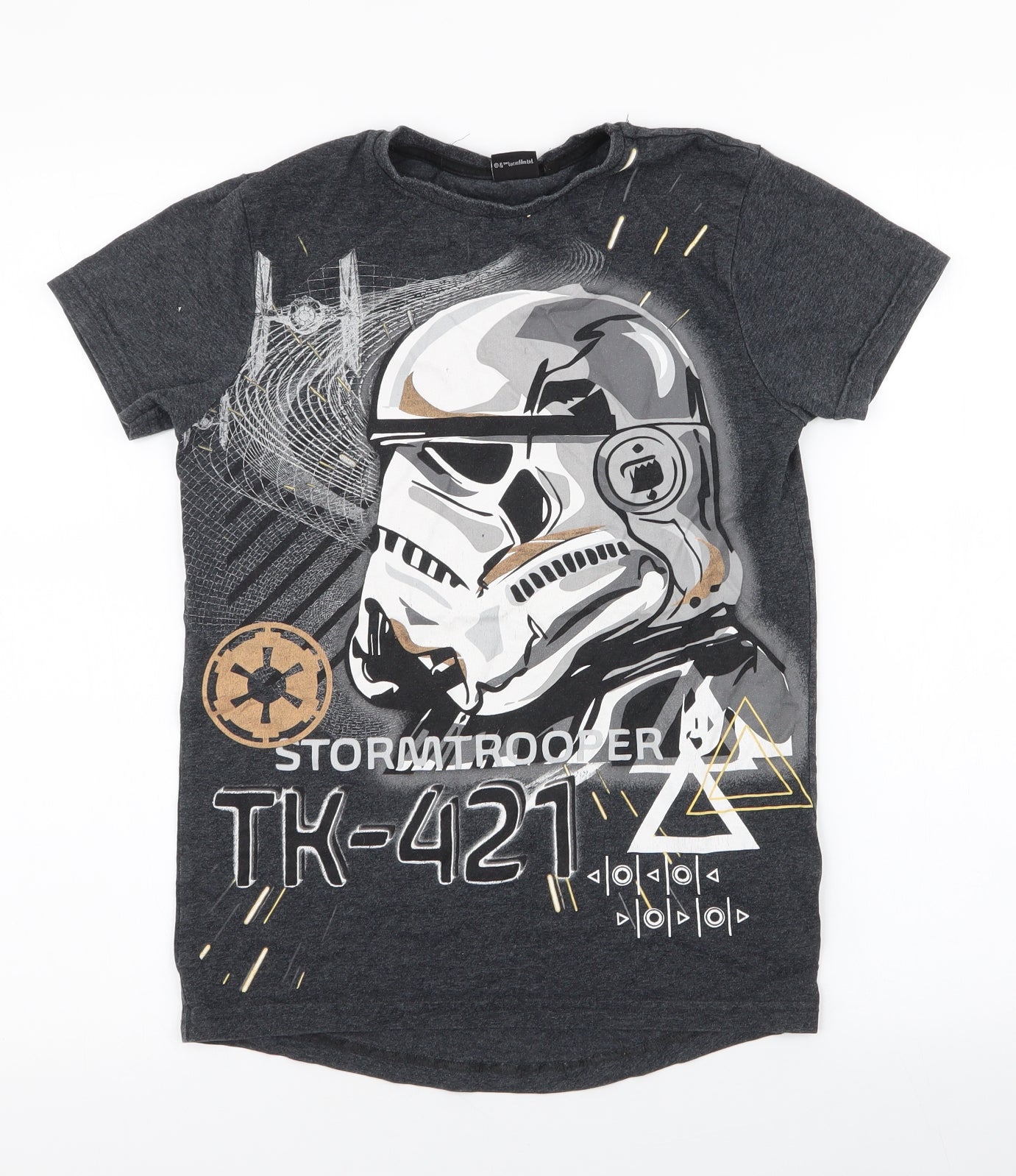 Star Wars Boys Grey  Cotton Jersey T-Shirt Size 10-11 Years Round Neck Pullover - Storm trooper, Star wars