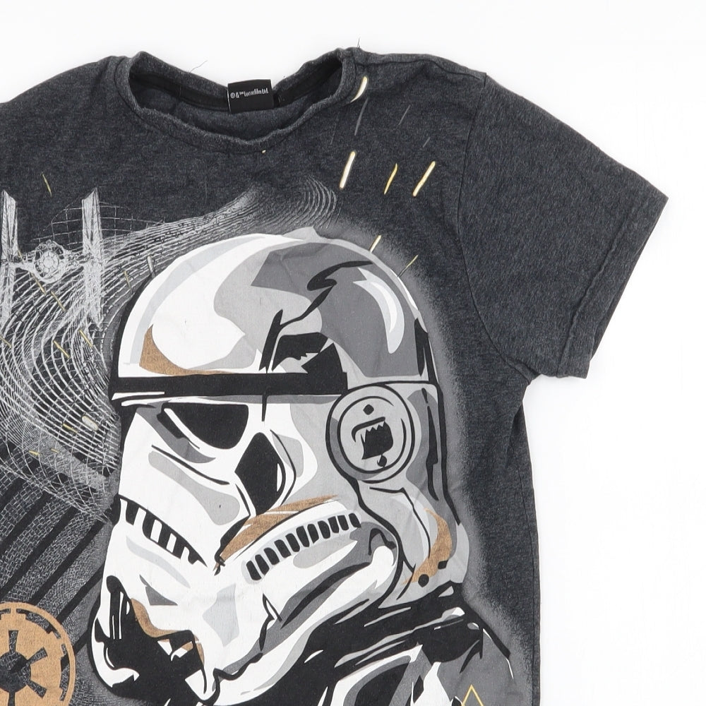 Star Wars Boys Grey  Cotton Jersey T-Shirt Size 10-11 Years Round Neck Pullover - Storm trooper, Star wars