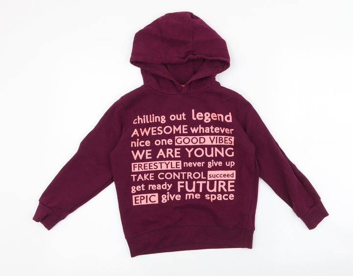 Dunnes Stores Boys Purple Cotton Pullover Hoodie Size 7 Years Pullover - good vibes , epic